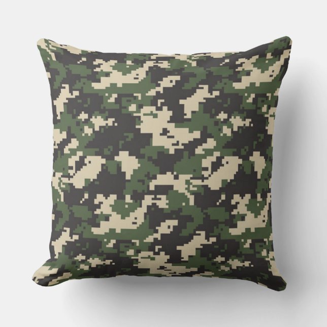 Almofada Padrão de Camuflagem Digital Verde (Frente)