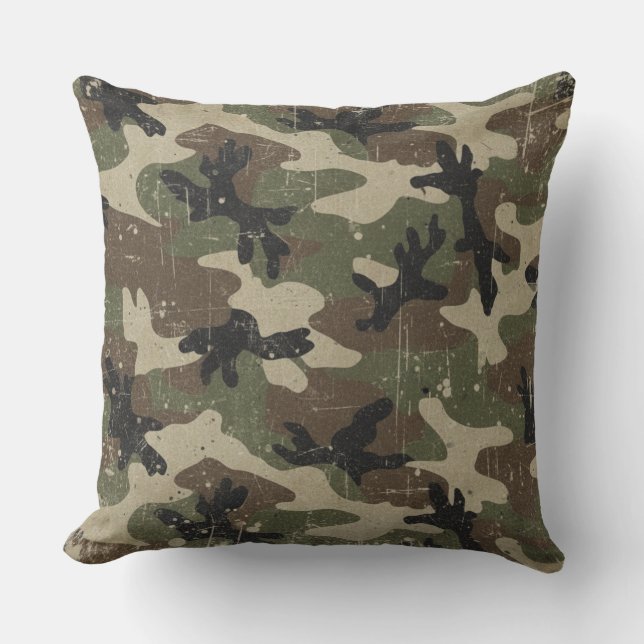 Almofada Padrão de Camuflagem Militar Retro (Frente)