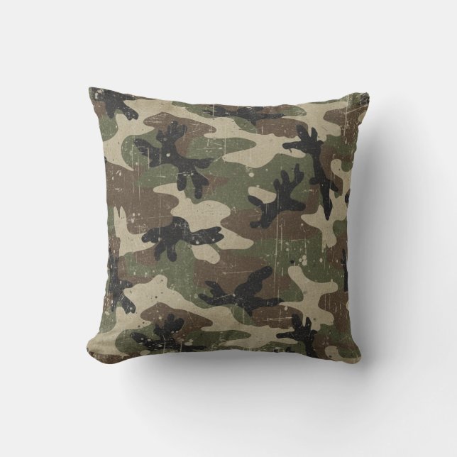 Almofada Padrão de Camuflagem Militar Retro (Frente)