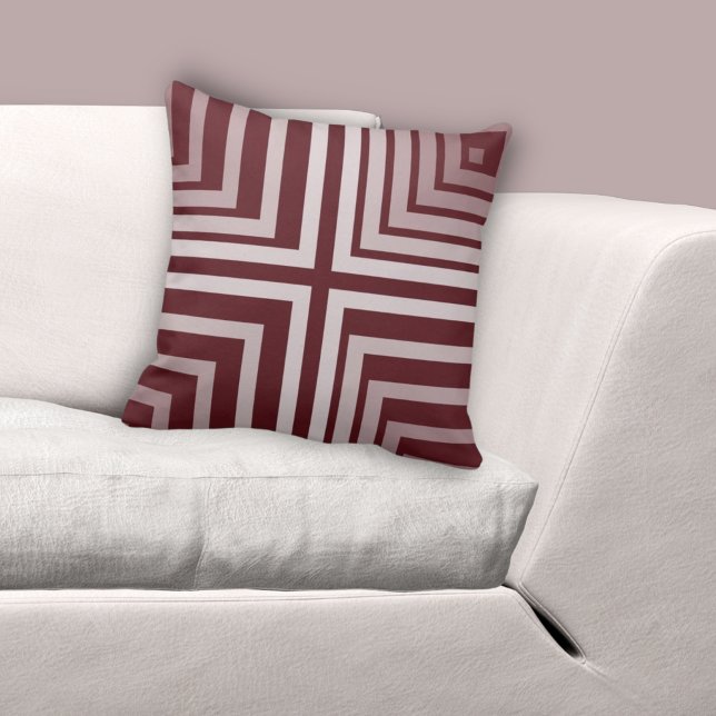 Almofada Padrão de Cantos Angulares Vermelhos Geométricos (Geometric Red Angular Corners Pattern Throw Pillow)