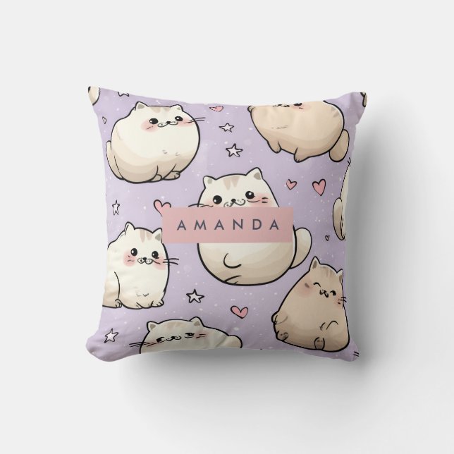 Almofada Padrão de Cat Chubby Adorável Personalizado (Frente)