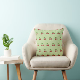 Almofada Padrão de Cereja Verde e Vermelha Bonito Feminino
