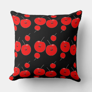 Almofada Padrão De Cereja Vermelha E Preta