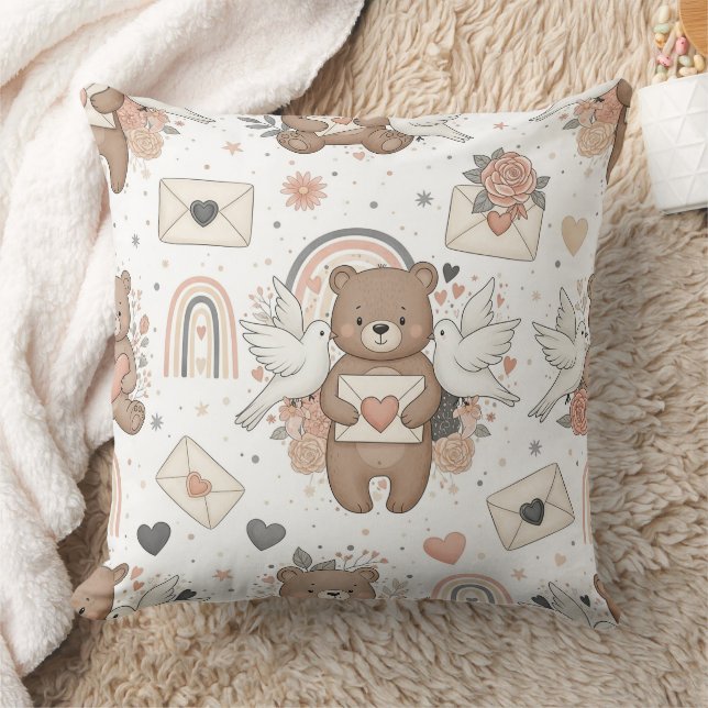 Almofada Padrão de Chá de Bebê Urso de Pelúcia Neutro (Cobertor)