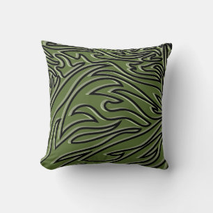 Almofada Padrão de Chama de Abstrato verde-oliva e preto