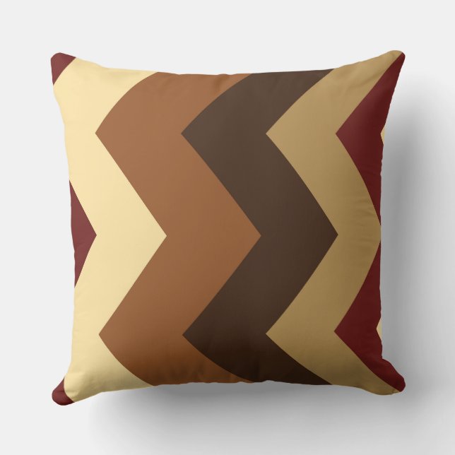 Almofada Padrão de Chevron Brown e Vermelho (Verso)