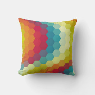 Almofada Padrão de Chevron do Rainbow Hexagon