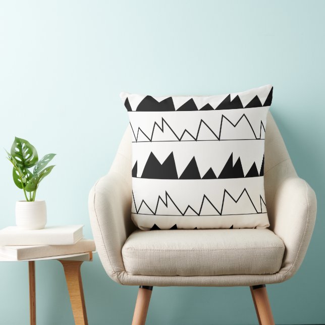 Almofada Padrão de Chevron Preto e Branco (Cadeira)