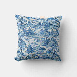 Almofada Padrão de chinoiserie azul