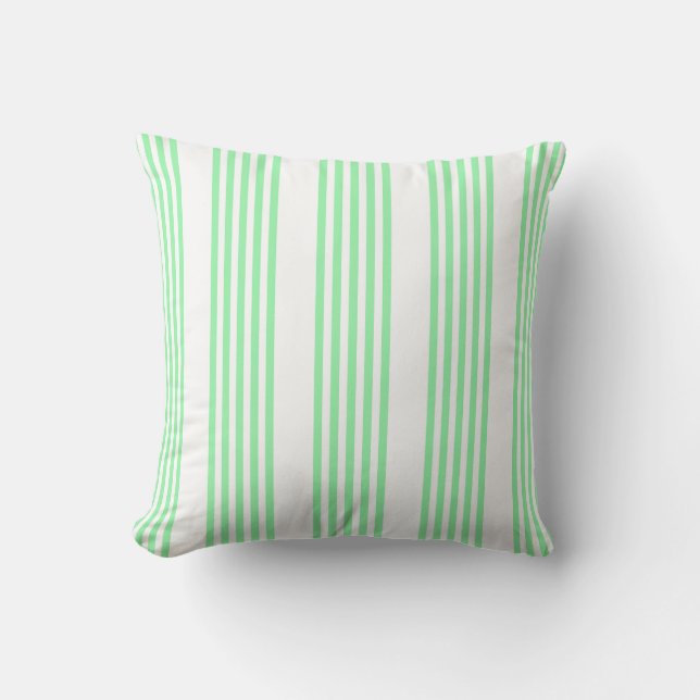 Almofada Padrão de cinco faixas verde e branco (Frente)