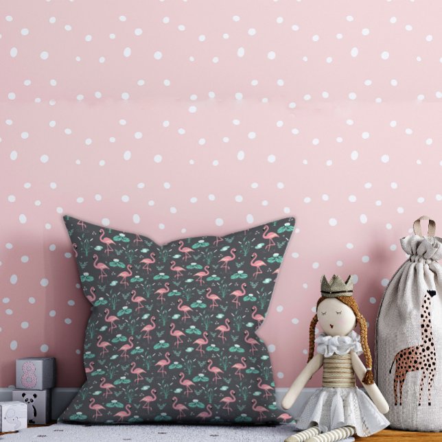 Almofada Padrão de cinzas bonitinhas Flamingo rosa (Criador carregado)