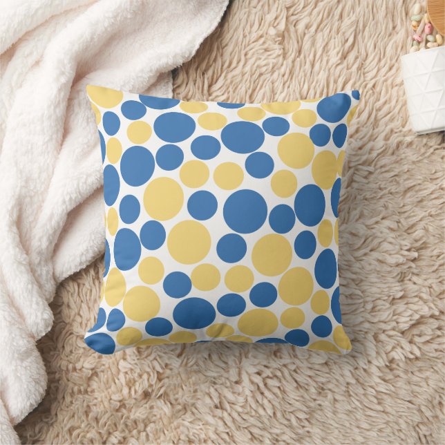Almofada Padrão de Círculo Azul e Amarelo (Cobertor)
