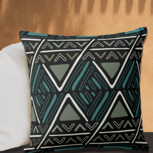 Almofada Padrão de clonagem de lama do Modern Boho Preto