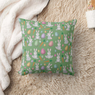 Almofada Padrão de coelho fino verde da Páscoa