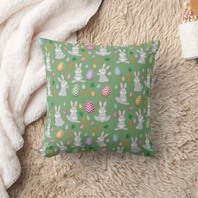 Almofada Padrão de coelho fino verde da Páscoa (Cobertor)