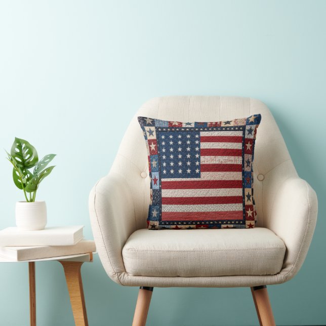 Almofada Padrão de Colcha da Bandeira Americana (Cadeira)