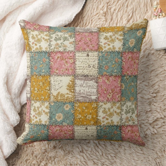 Almofada Padrão de Colcha Rosa Shabby Chic (Cobertor)