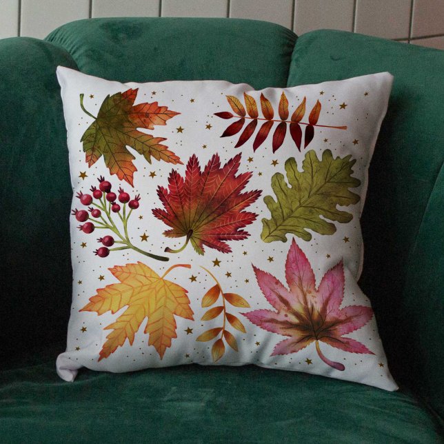 Almofada Padrão de Colheita de Folhas Castanhas (Fall Brown Autumn Leaves Harvest Pattern Throw Pillow)