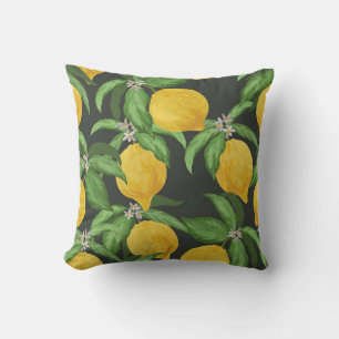 Almofada Padrão de colheita perfeita de limão. Fruta trop