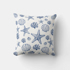 Almofada Padrão de Concha de Mar Branco Marinho Design Cost