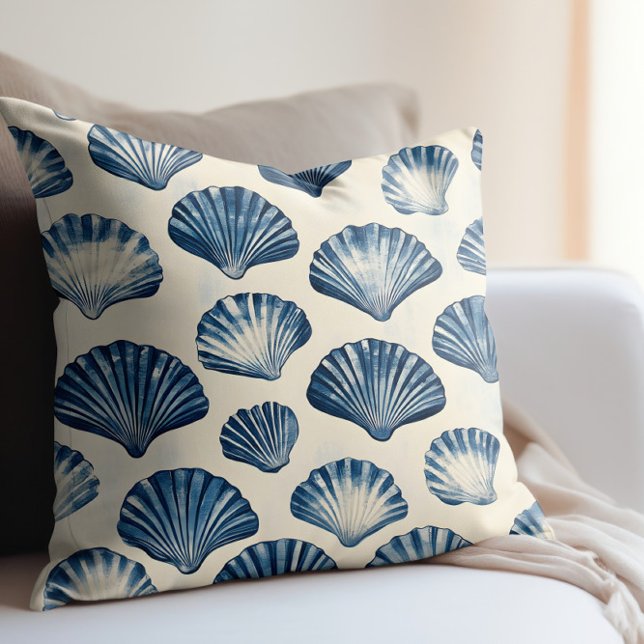 Almofada Padrão de conchas do mar azul (Criador carregado)