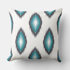 Almofada Padrão de cor azul e branco Ikat sem costura