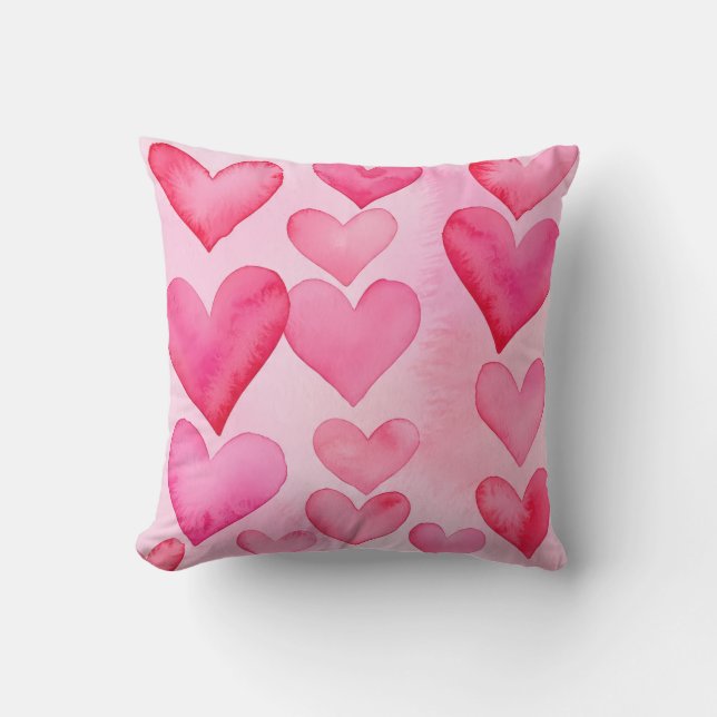 Almofada Padrão de coração bonito rosa e vermelho coração d (Frente)