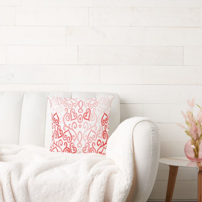 Almofada Padrão de Coração Vermelho e Rosa (Sofá)