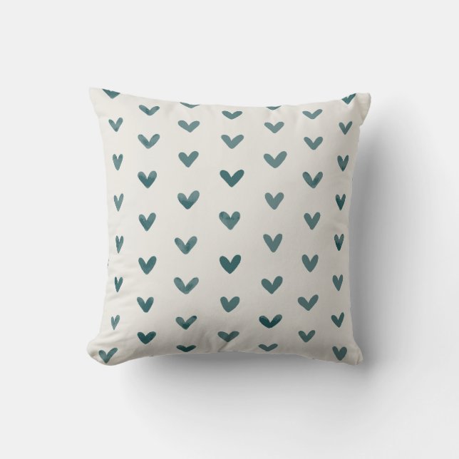 Almofada Padrão De Corações De Amor Teal Escuro Sem Branco (Frente)