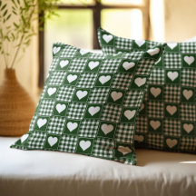 Padrão de Corações em Remendo Branco Verde