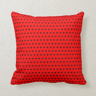 Almofada Padrão de Corações Negros no Vermelho Flashy