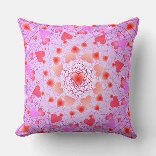 Almofada Padrão de Corações Rosa