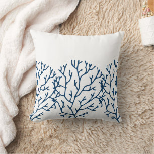 Almofada Padrão de Coral Azul Na moda - Tema do Oceano