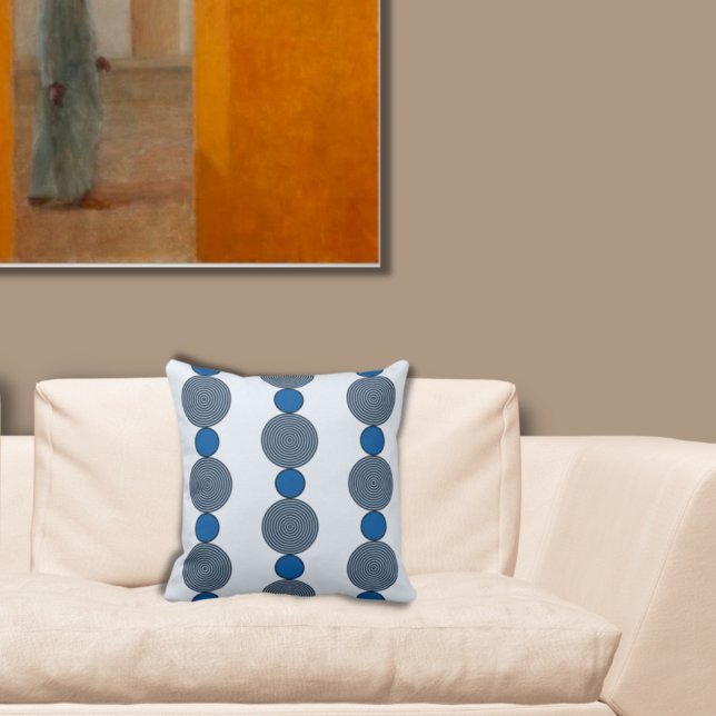 Almofada Padrão de Cordas com Formas Azuis Redondas Diverti (Criador carregado)