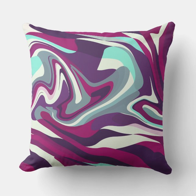 Almofada Padrão de Cores Fluindo Abstratas (Frente)