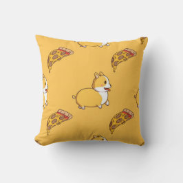 Almofada Padrão de Corgi e Fatia de Pizza