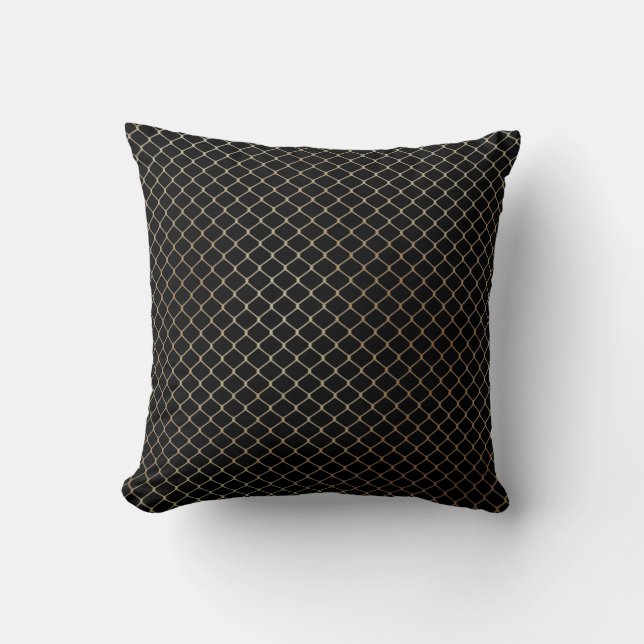 Almofada Padrão de Corrente de Cerca de Ouro Moderno Elegan (Frente)