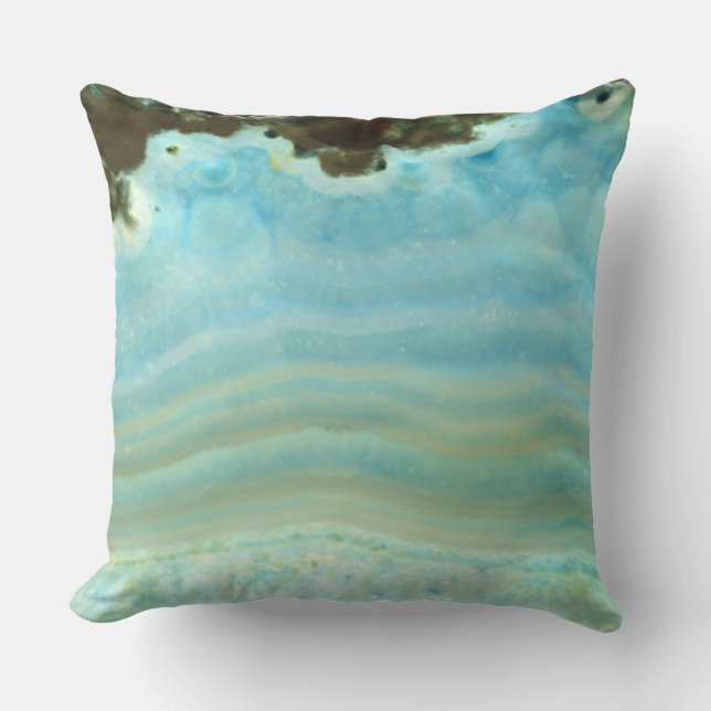 Almofada Padrão de Crystal Rock Geode da Cinza Azul (Frente)