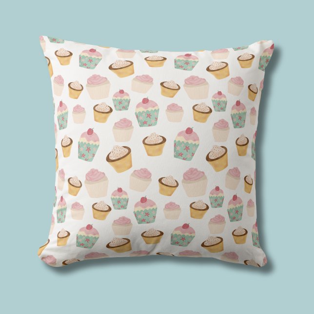 Almofada Padrão de Cupcake (Cupcake Pattern throw pillow cushion)