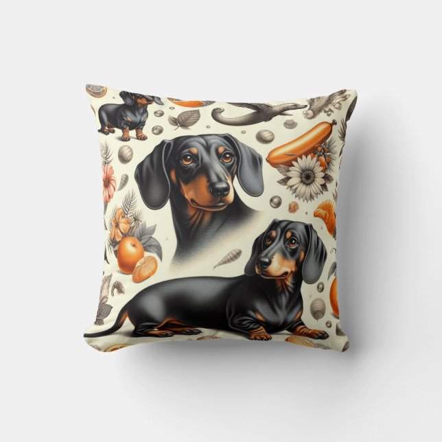 Almofada Padrão de Dachshund Cute (Frente)