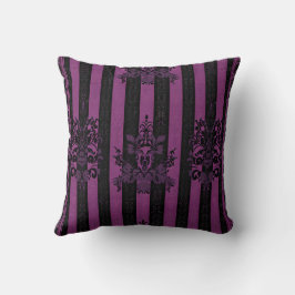 Almofada Padrão de Damasco Roxo e Preto