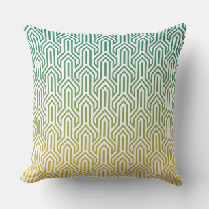 Almofada Padrão de Deco Amarelo de Arte Turquesa Amarelo