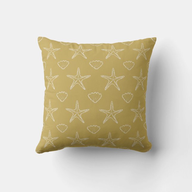 Almofada Padrão De Desenho De Starfish Seashell Na Cor Da A (Verso)