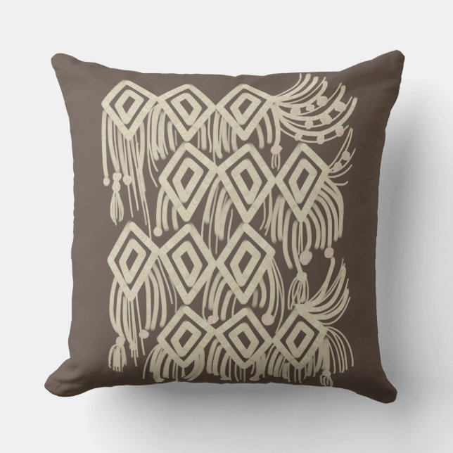 Almofada Padrão de Desenho de Tricô Boêmio Macrame (Frente)