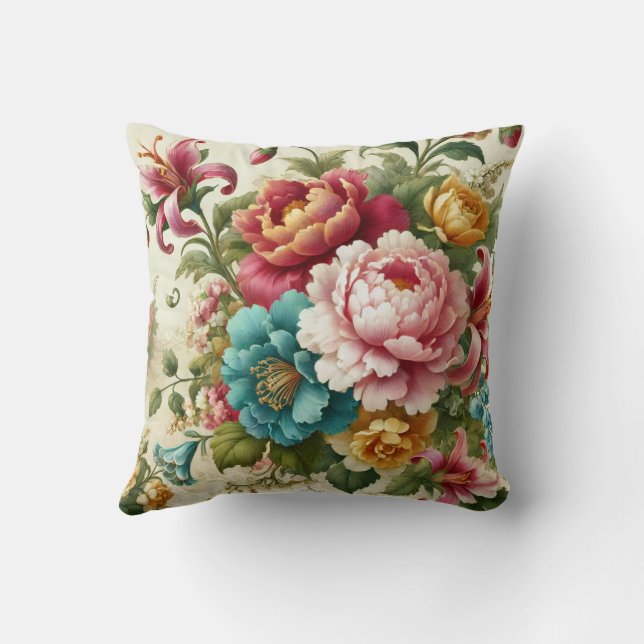 Almofada Padrão de Design de Motif Floral Grande 1 (Verso)