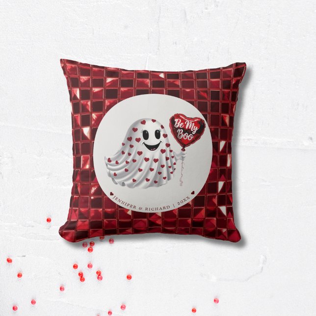 Almofada Padrão de Dia de os namorados Fantasma do Coração  (Custom Valentine's Day Pillow with Cherry Vibe)