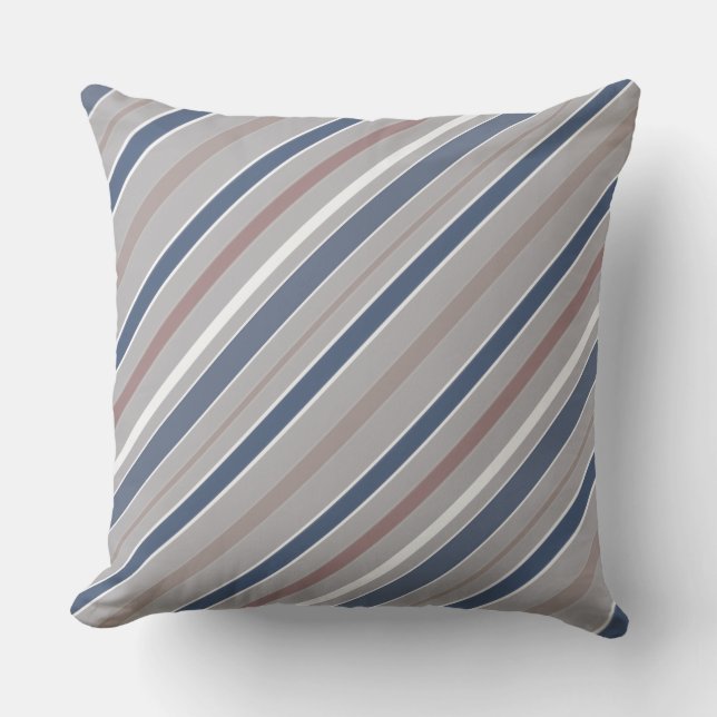 Almofada Padrão de Diagonal de Stripes com qualquer cor (Frente)
