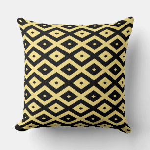 Almofada Padrão de diamante amarelo-limão e preto