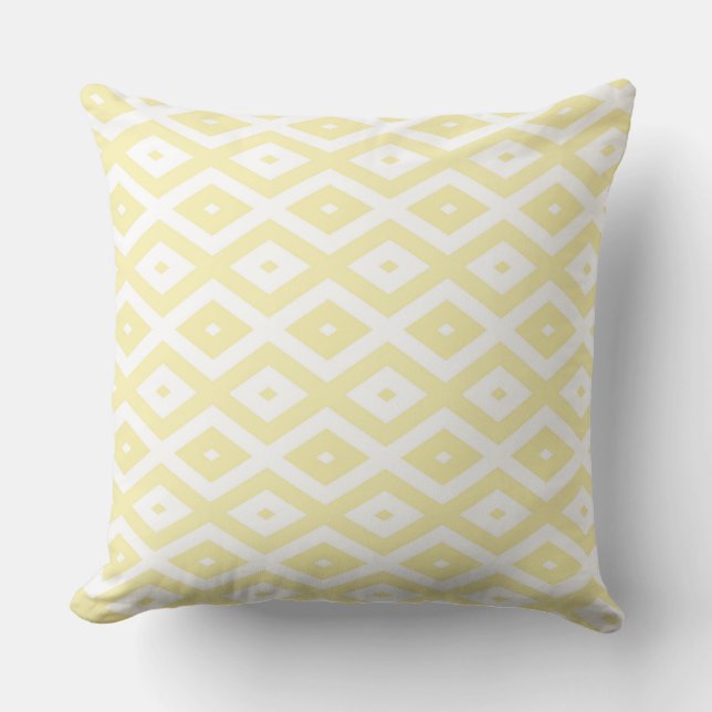 Almofada Padrão de diamante amarelo pálido e branco (Frente)