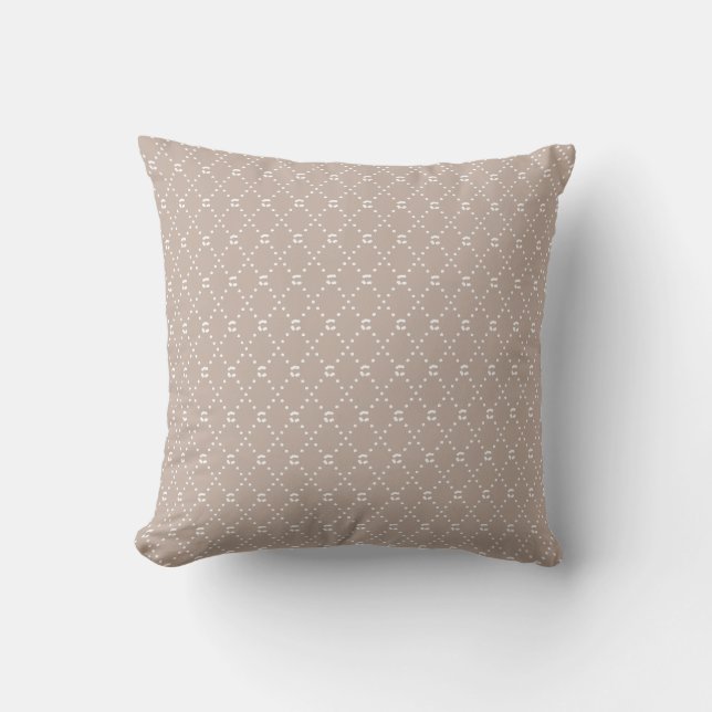 Almofada Padrão de Diamante Bege e Branco Elegante (Frente)